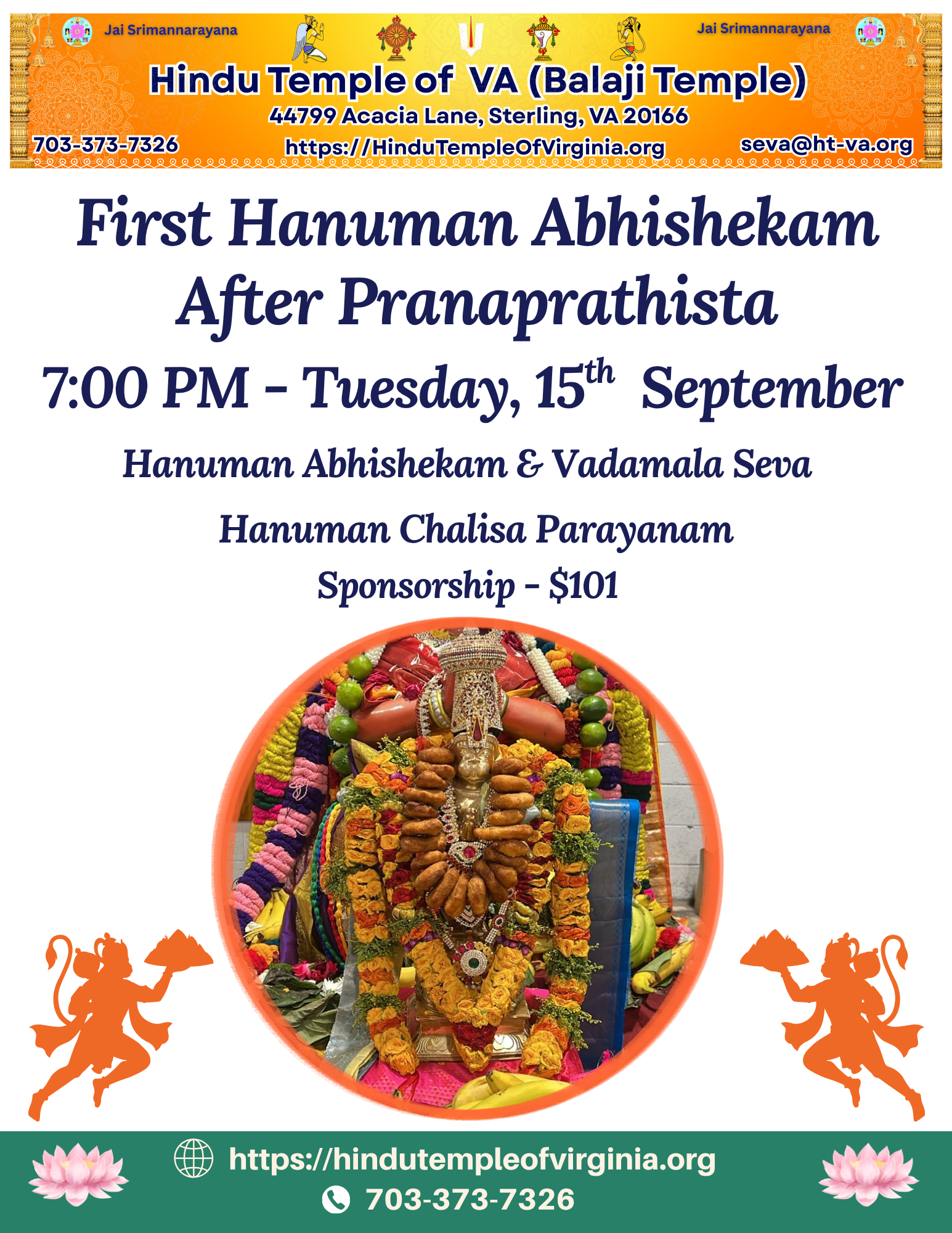 Hanuman Abhishekam, Chalisa, Vadamala and Archana